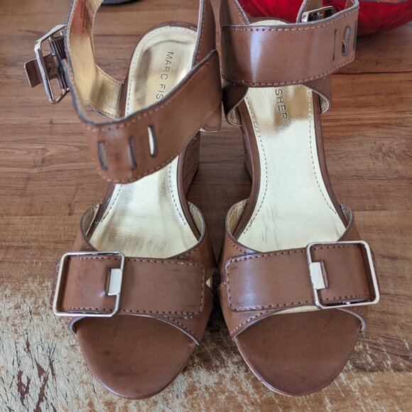 NEW Marc Fisher cork summer platforms 6.5 NIB super lightweight - Picture 1 of 4